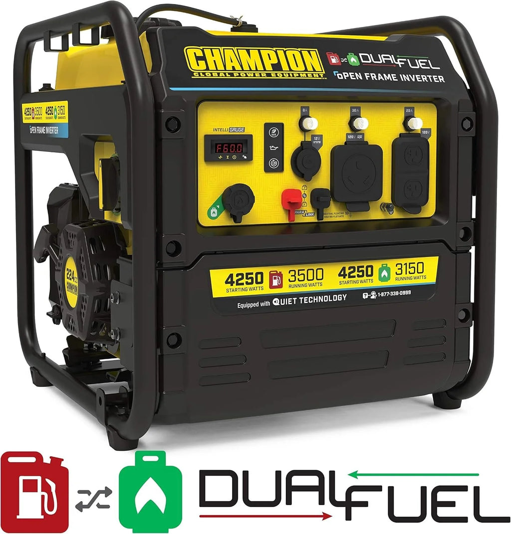 Champion 4250-Watt Dual Fuel RV Ready Open Frames Inverter Generators