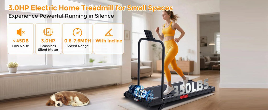 KASSADIN Walking Pad with Handle Bar, 2026 Upgrade Portable Small Treadmill with Handles for Home Small, 3.0HP Under Desk Walking Pad Treadmill with Incline, 0.6-7.6MPH, 350LBS