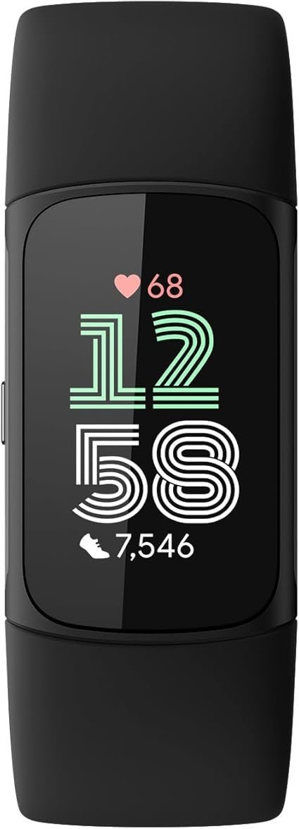 Fitbit Charge 6 Fitness Tracker with Google apps, Heart Rate on Exercise Equipment, 6-Months Premium Membership Included, GPS, Health Tools and More, Obsidian/Black, One Size (S &amp; L Bands Included)