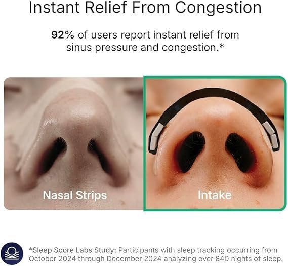 Intake Breathing — Magnetic Nasal Strips Starter Kit | Reusable Band + Tabs | Nasal Strips for Sleep, Snoring, Breathing &amp; Sports | Stronger Lift Than Traditional Nose Strips | 4 Sizes, 15 Tabs, Black