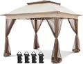 COOS BAY 11×11 Pop Up Gazebo with Mesh Netting, Instant Outdoor Canopy Tent, Water Resistant Shelter with UPF 50+ UV Protection, 121 Sq Ft Coverage, Beige