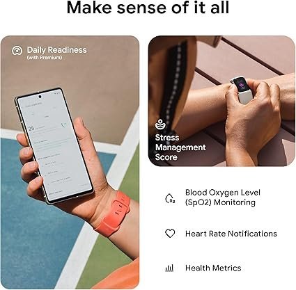 Fitbit Charge 6 Fitness Tracker with Google apps, Heart Rate on Exercise Equipment, 6-Months Premium Membership Included, GPS, Health Tools and More, Obsidian/Black, One Size (S &amp; L Bands Included)