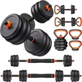 FEIERDUN DS2 Adjustable Dumbbells, 20/30/40/45/70/90lbs Free Weight Set with Connector, 5 in1 Dumbbells Set Used as Barbell, Kettlebells, Push up Stand, Weight Plate, Fitness Exercises for Home Gym Suitable Men/Women
