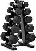 CAP Barbell Rubber Coated Dumbbell Weight Set with Vertical Rack | 100 lb, 150 lb, and 210 lb Options