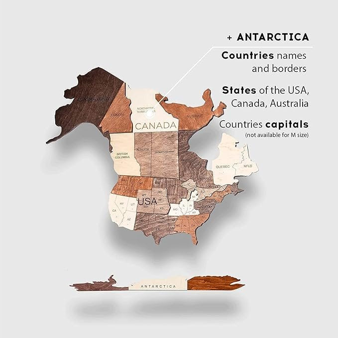 Enjoy The Wood 3D Wooden World Map Wall Art – Large Travel Map with Pins for Art Decor – Decorative Map of the World for Home, Office – Travel Wall Art Housewarming Gift Idea (Multicolor, M, Unframed)