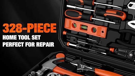 328-Piece Tool Set – Tool Kit Toolbox Storage Case with Drawer, General Household Hand Tool Kit Perfect for Home &amp; DIY Repairs