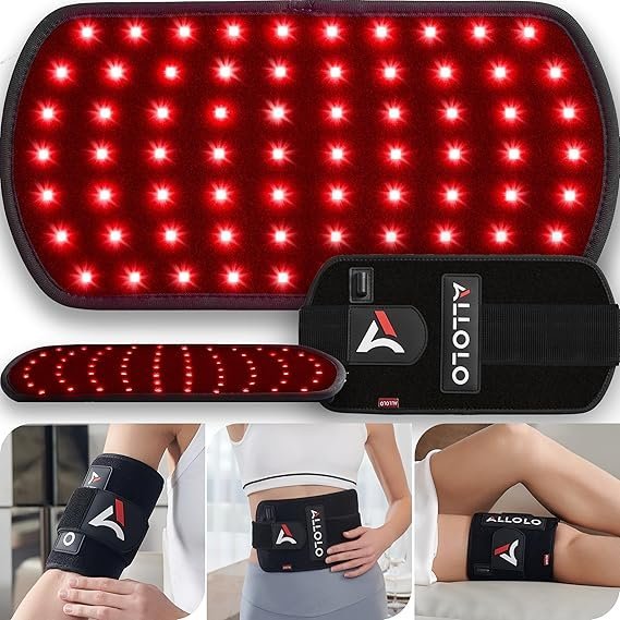 ALLOLO Red Light Therapy for Body, 3-in-1 LEDs Red Light Therapy Belt with Timer Remote Control, 660nm&amp;850nm Infrared Light Therapy Pad for Body Waist Shoulder Knee, 70pcs LED 12.6″*6.3″ Large Area